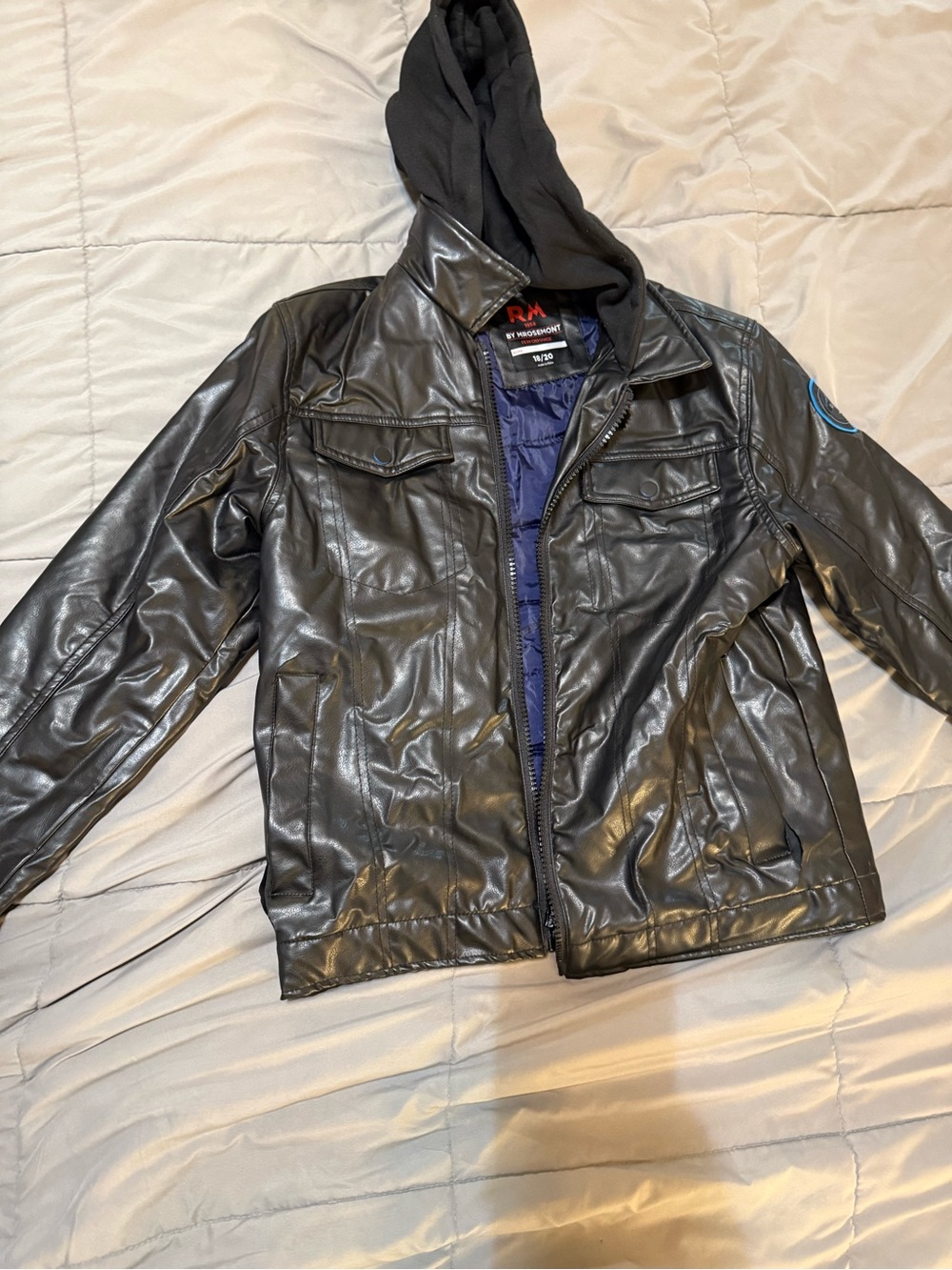 RM by Mrosemont Performance Boys Faux Leather Hooded Jacket